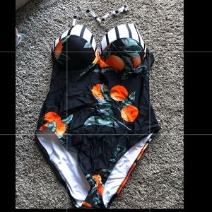 CUPSHE orange print one-piece swimsuit